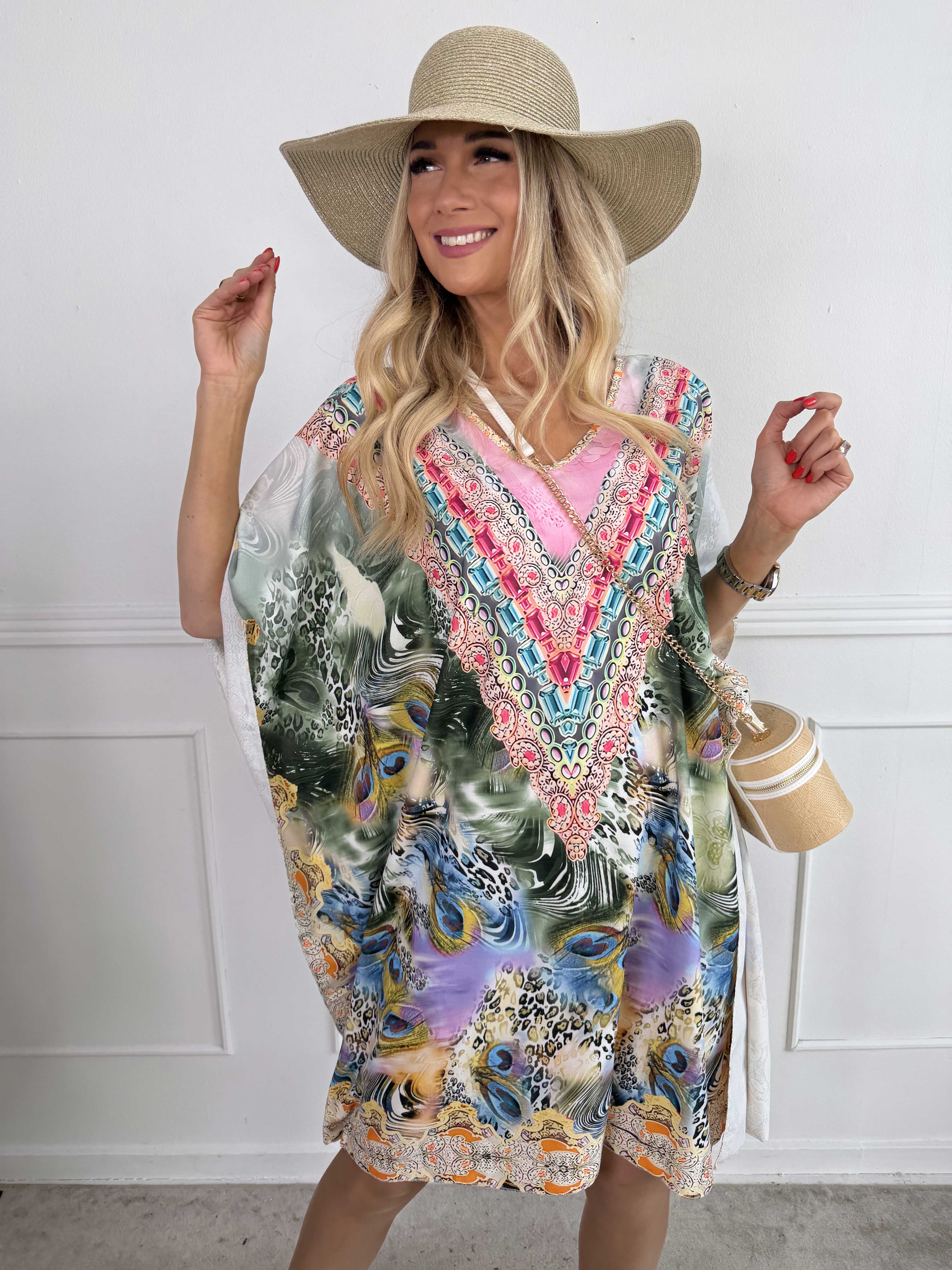 Faye - Tunikakjole i viskose i flerfarvet mønster